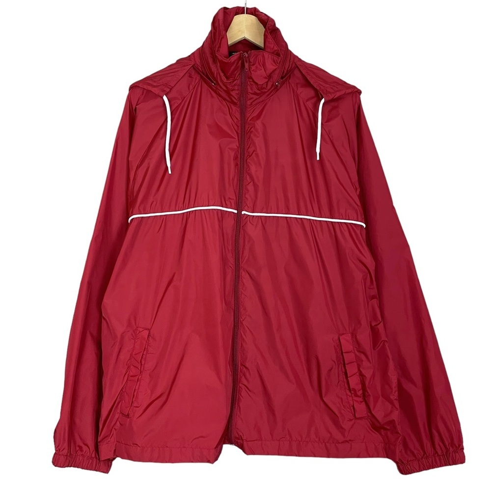 Eddie Bauer Windbreaker Jacket Men Red XL Lightweight Vintage Gorpcore Hood Coat